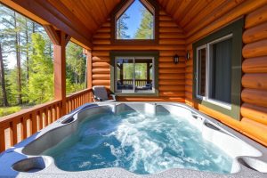 Log cabin with jacuzzi hot tub