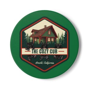 Cozy Cabin Ceramic Coaster, Rustic Home Décor, Bear Lover Gift, Personalized Beverage Holder, Cabin Themed Accessories, Nature Lover [...]
