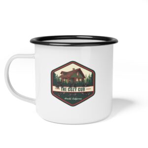 Cozy Camp Enamel Mug | Rustic Cabin Vibes, Camping Gift, Outdoor Adventure Cup, Nature Lover's Essentials, Cabin Decor