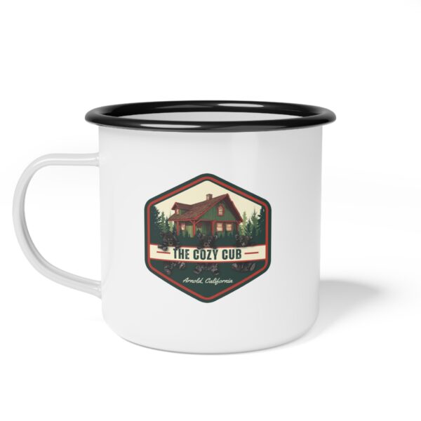 Cozy Camp Enamel Mug | Rustic Cabin Vibes, Camping Gift, Outdoor Adventure Cup, Nature Lover's Essentials, Cabin Decor