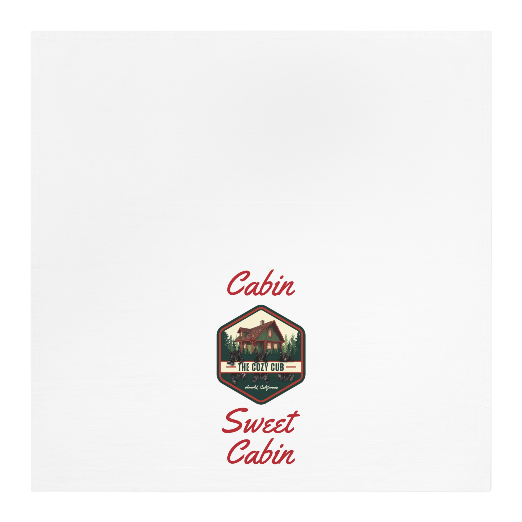 “Cabin Sweet Cabin” Tea Towel, Rustic Kitchen Decor, Cabin Decor, Gift for Homeowners, Cozy Kitchen Towel, Nature Lover Gift