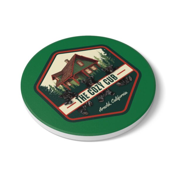 Cozy Cabin Ceramic Coaster, Rustic Home Décor, Bear Lover Gift, Personalized Beverage Holder, Cabin Themed Accessories, Nature Lover [...] - Image 3