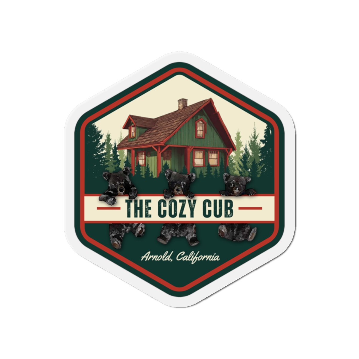 Cozy Cub Die-Cut Magnet, Rustic Home Decor, Nature Lover Gift, Cabin Vibes, Bear-Themed Kitchen