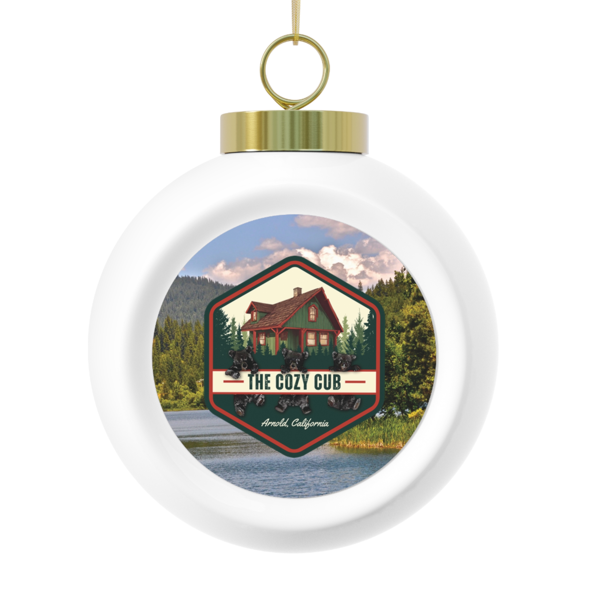 Cozy Cabin Christmas Ornament, Holiday Decor, Personalized Tree Decoration, Unique Gift for Christmas, Custom Ornament