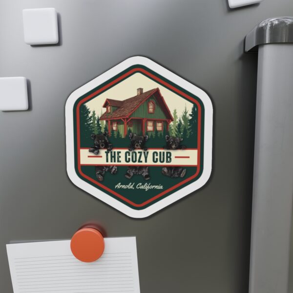 Cozy Cub Die-Cut Magnet, Rustic Home Decor, Nature Lover Gift, Cabin Vibes, Bear-Themed Kitchen - Image 2