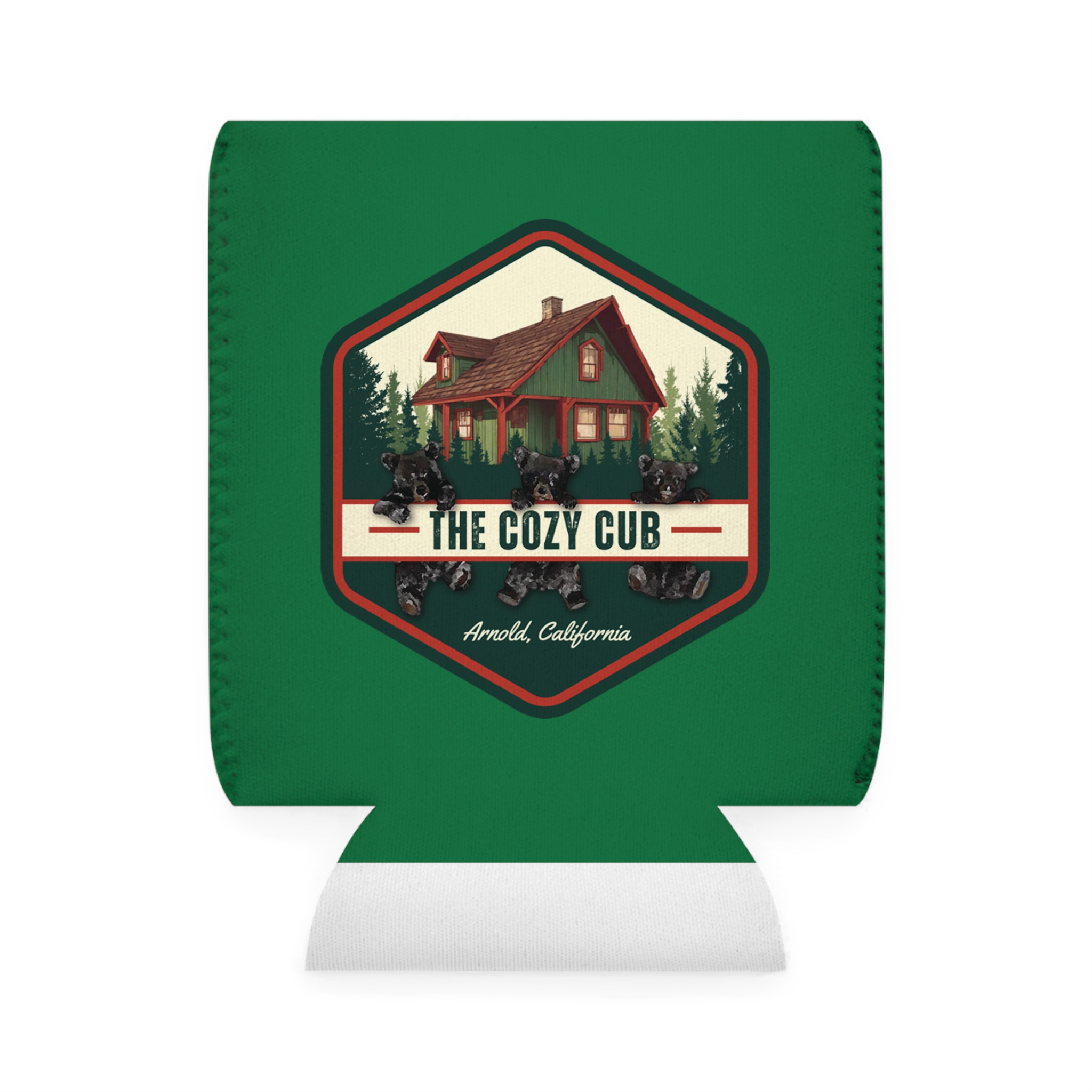 Can Cooler Sleeve | The Cozy Cub, Camping Gift, Outdoor Fun, Tailgate Party, Green Koozie, Personalized Drink Holder