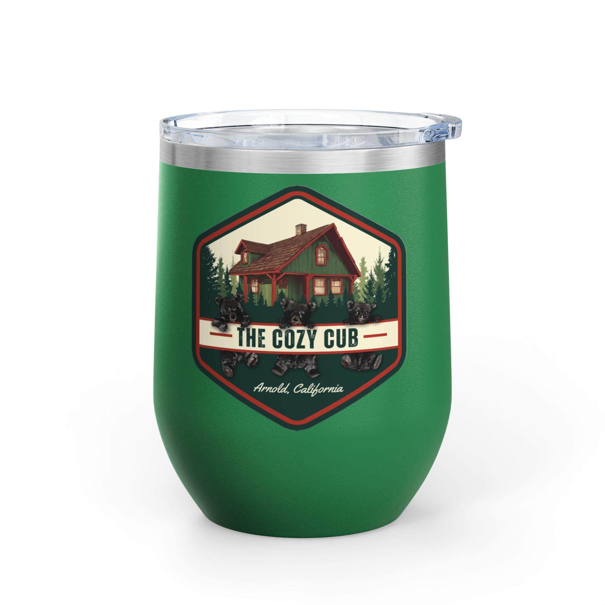 Cozy Cabin Wine Tumbler, Rustic Drinkware for Outdoor Adventures, Gift for Nature Lovers, Camping, Home Decor