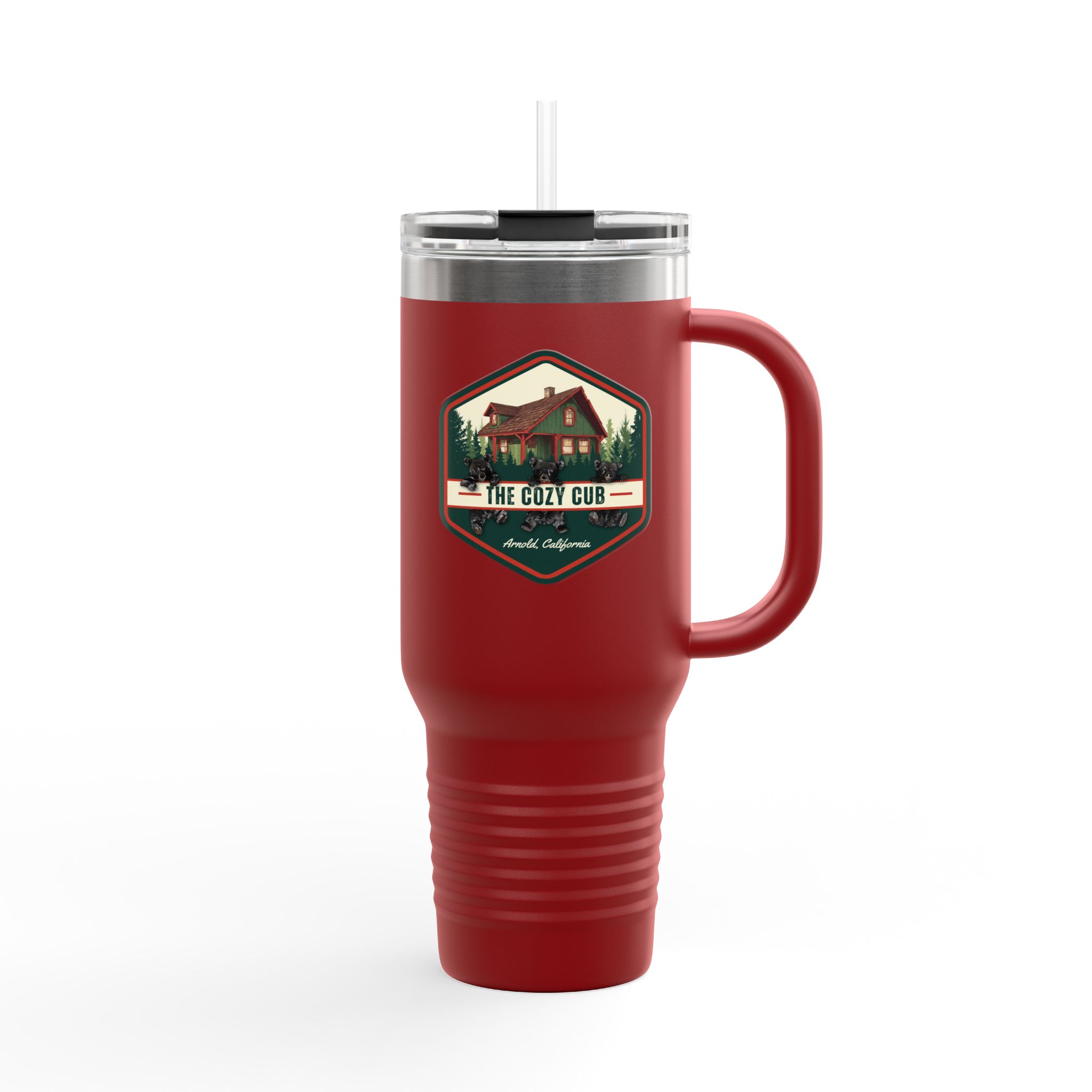 Cozy Cabin Insulated Travel Mug | 40oz Coffee Cup for Outdoor Adventures, Travel Friendly, Gift for Nature Lovers, Camping Mug